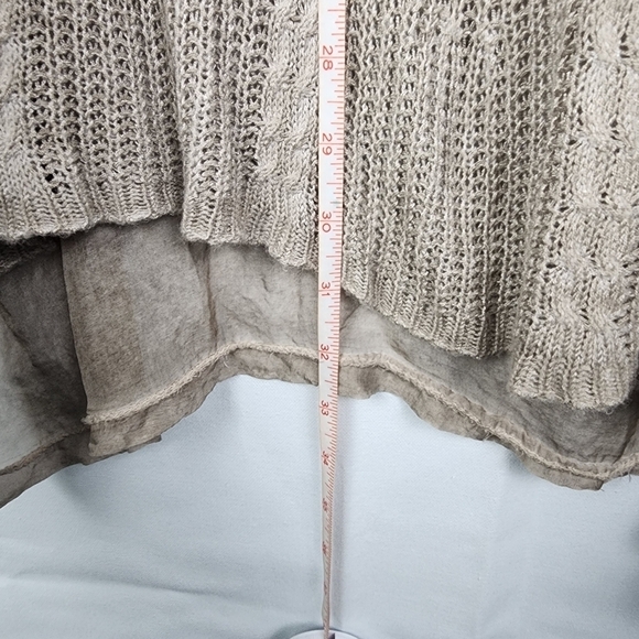 M-Made In Italy Knit and Silk Tunic SIZE LARGE Lagenlook Lace Hippie Embroidered - Picture 6 of 6
